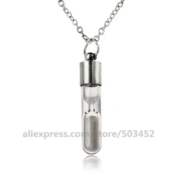 

100pcs/lot Hourglass Crystal Drifting Bottle Pendant Liminous Necklaces Ketting Necklace Plating No Nickel Neckless