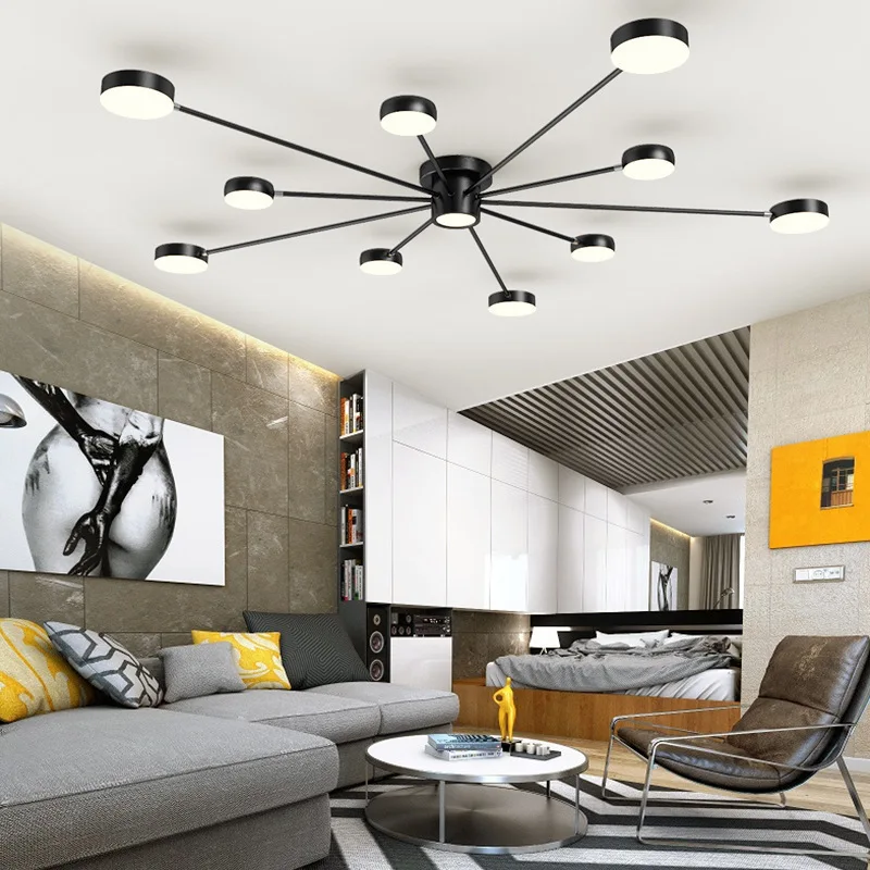 

Modern Led Pendant Lights For Dining Room Black Rings Circle Living Bedroom Hanging Lamp Fixtures With Remote Control Luminaire