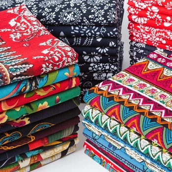 

145x50cm Printed cotton fabric Bohemian vintage cotton batik cotton linen fabric for clothes, tablecloth curtains, household