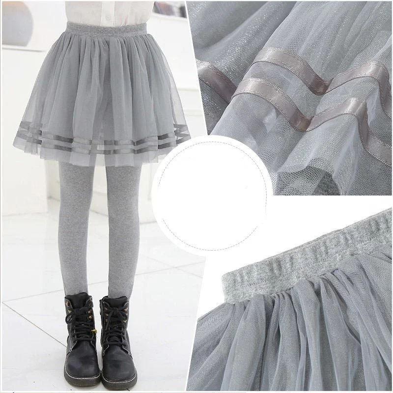 

2021 Autumn Winter New Cotton Baby Girls Leggings Lace Princess Skirt-pants Children Slim Skirt Trousers Kids Warm Clothing G140