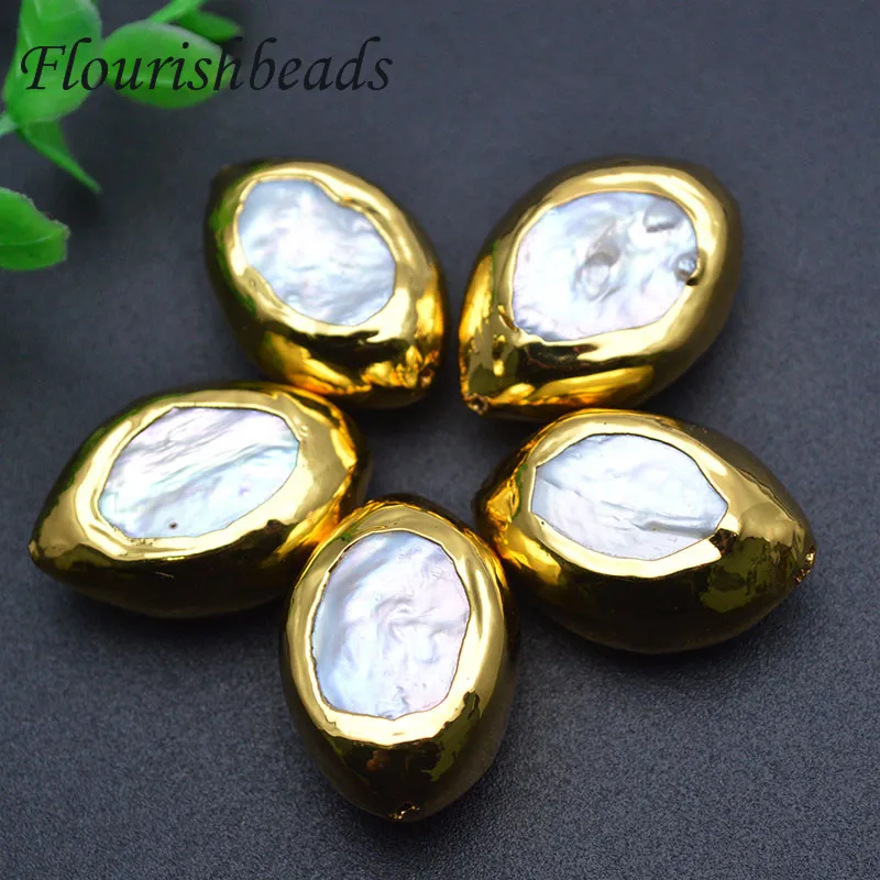 Lot 10 6mm-8mm Gold Freshwater Button Irregular Pearls Loose Gemstone Beads NEW 