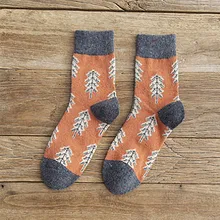 5 пар модных носков, женские носки в стиле ретро с рождественской елкой, осенне-зимние носки средней длины, утепленные носки skarpetki, носки женски#15