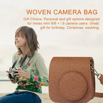 

Camera Case For Polaroid Camera Mini8 / 8 + / 9 PU Leather Retro Woven Art Shell With Shoulder Strap For Fujifilm Instax Mini 8