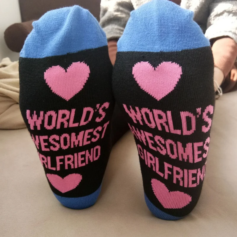 Носки женские мужские с буквенным принтом WORLD AWESOMEST GIRL FRIEND Компрессионные носки стильные унисекс забавные носки пара Meias