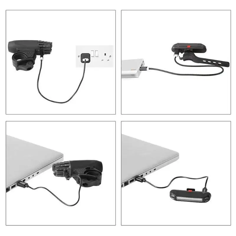 Водонепроницаемый, для езды на мотоцикле USB перезарядки Передний фонарь для велосипеда+ задние фонари