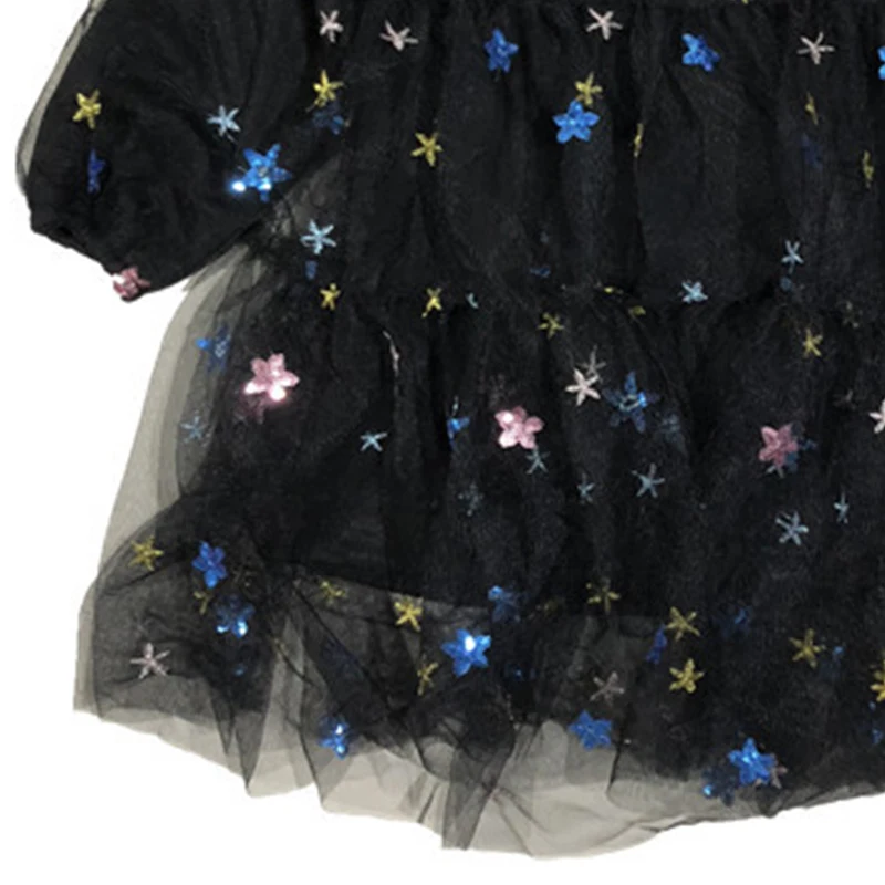 Chifuna/Новые сетчатые От 2 до 6 лет с вышивкой в виде звезд и блестками; Детские платья для девочек; костюм; платья для маленьких девочек; платье для маленьких девочек; зимняя одежда