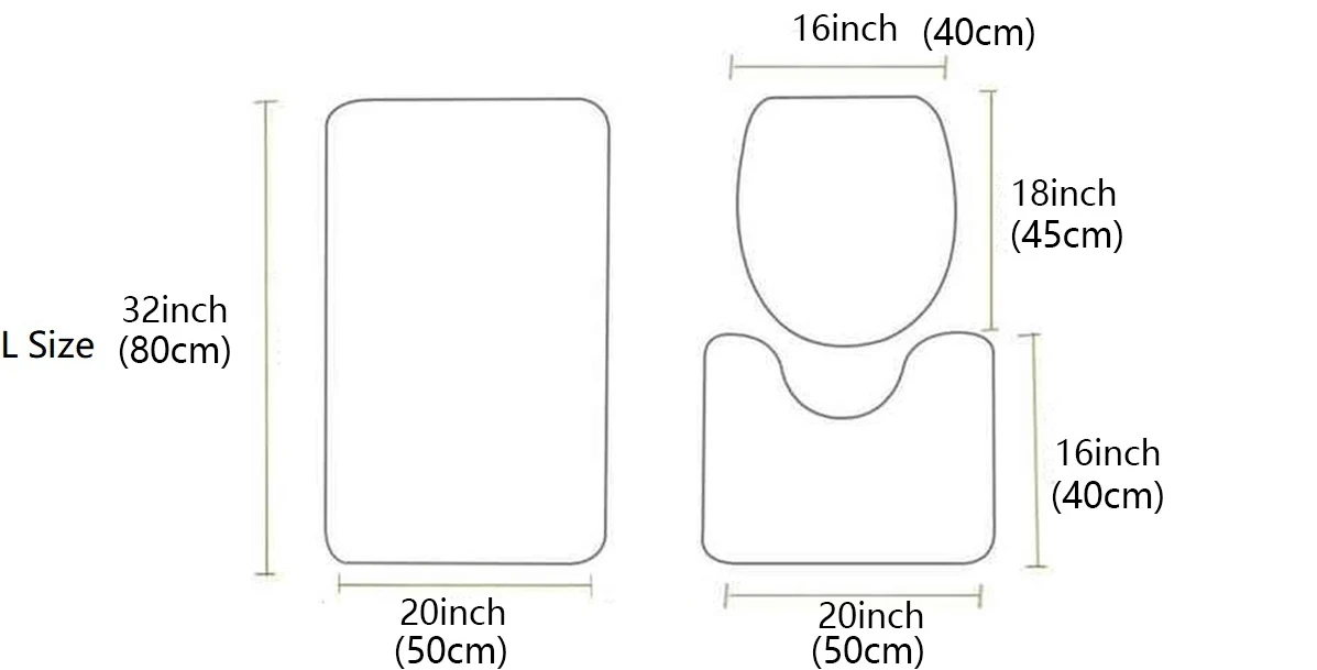 Набор из 3 предметов для ванной комнаты, черный, белый, набор для ванной, покрытие для унитаза, коврик на подставке, нескользящий коврик для ванной комнаты - Цвет: L Size