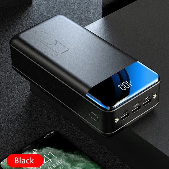 Power Bank 100000mAh Portable Fast Charging PowerBank 3 USB PoverBank External Battery Charger For Mobile Phones Tablet black