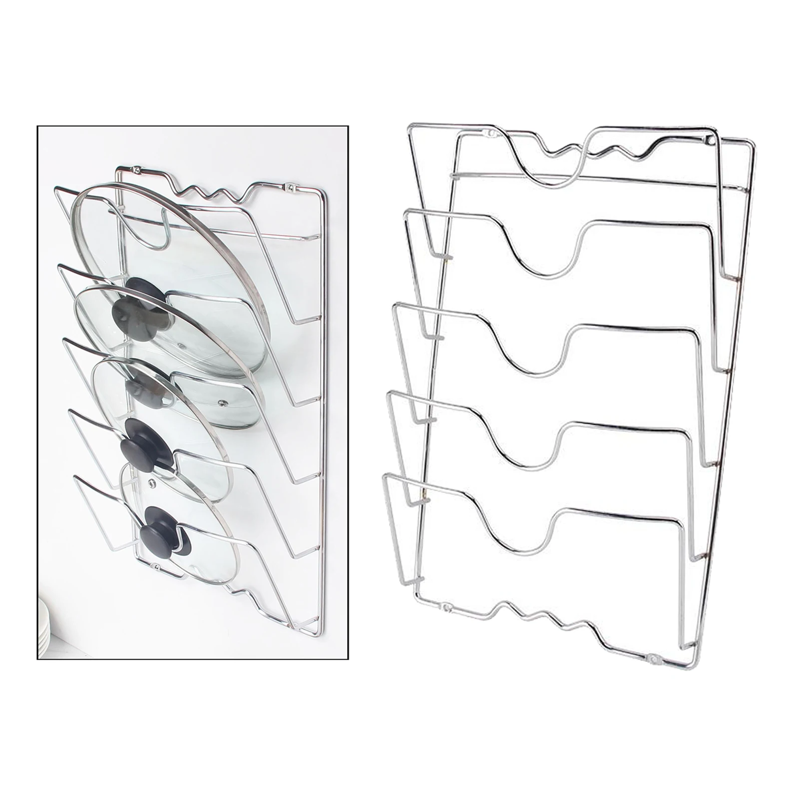 Iron 5 Layer Pan Lid Holder Storage Rack Pot Cover Organizer Door Kitchen