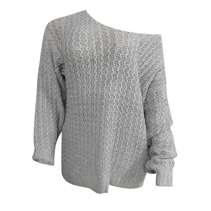 Вязаный женский свитер, сексуальный свитер на одно плечо, Модный повседневный облегающий пуловер в полоску с длинным рукавом и v-образным вырезом, Feminino Truien Dames