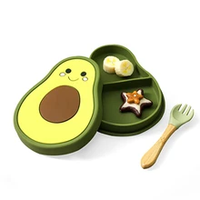 

Baby Silicone Feeding Palte Food Grade Silicone Avocado Combo Baby Portable Dinner Plate Children Non-slip Kitchen Supplies