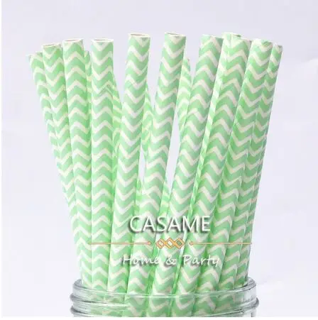 mint chevron 100 шт бумажная соломинка для питья полосатая соломенная детская Свадебная душевая декорация подарочные вечерние принадлежности для мероприятий - Цвет: mint chevron