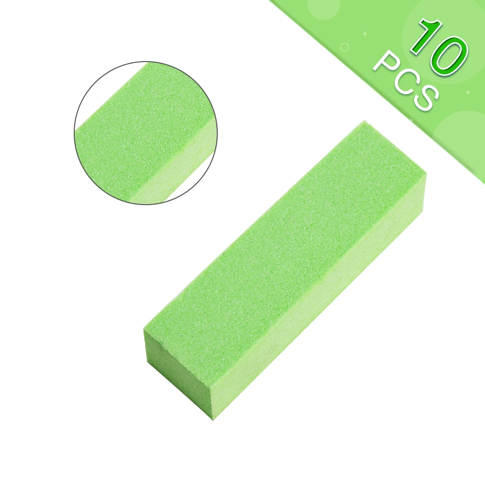 1/10 Шт Красочная шлифовальная губка пилка для ногтей блок для УФ-гель для ногтей DIY Маникюрный педикюр полировщик ногтей - Цвет: 10Pcs Green
