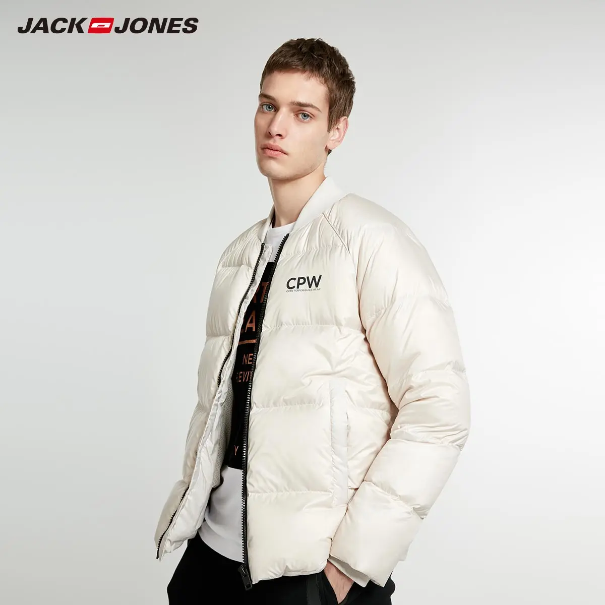 JackJones мужские осенние и зимние утолщенные Бейсбольный воротник короткий пуховик | 218412544 - Цвет: Moon