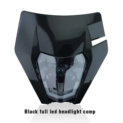 High-Performance Motorcycle LED Headlight with Supermoto Fairing for Off-Road Bikes (Black Headlight)
