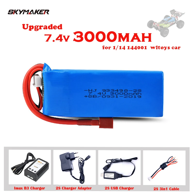 Аккумулятор Lipo 7 4 В 3000 мА · ч для Wltoys 1/14 144001 RC игрушечный автомобиль запасные части