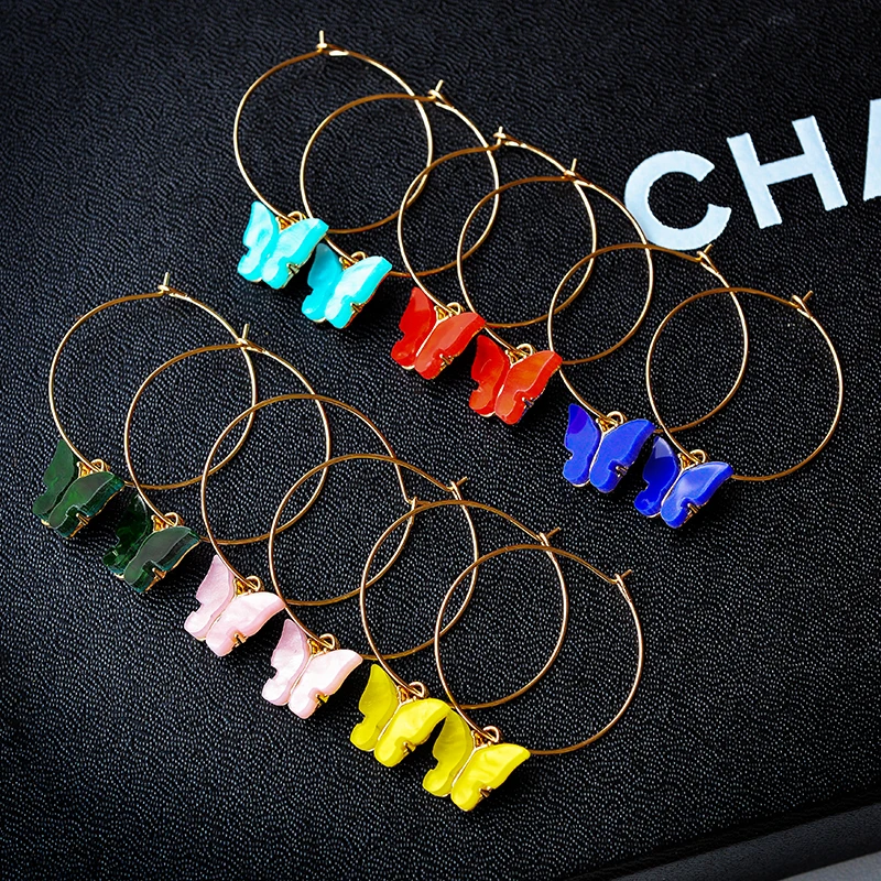 Peixin 2020 New Fashion Butterfly Drop Earrings Women Sweet Colorful Acrylic Animal Dangle Wholesale gifts | Украшения и