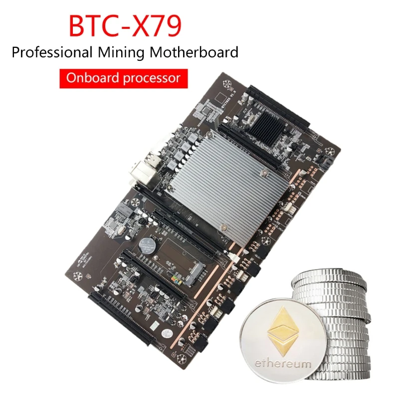 Kingjinglo BTC X79-H61 Miner Motherboard CPU Supports 3060 Graphics Card with 5 Graphics Card Slot LGA 2011 DDR3 32G SATA3 .0 BTC Mining Motherboard