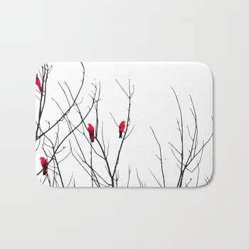 

Bright Red Birds on Tree Branches Kitchen Mat Anti-Slip Doormat Home Living Room/Bathroom Decor Mat Entrance Doormats Outdoor