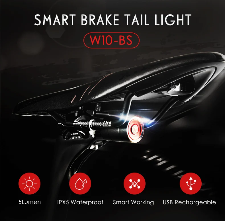 Top GACIRON Usb Bike Tail Light lantern Smart Brake Sensor Taillights MTB Road Cycle Rear Led Waterproof Bycicle Back Lights 0