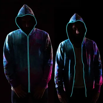 

2020 trend Men Women Colorful Glowing Coat Lovers Couples Led Colorful Luminous Zipper Blouse streetwear Hoodie veste homme wd4