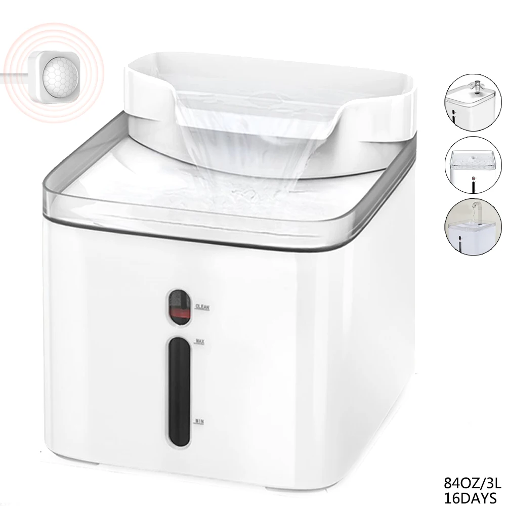 3L Automatic Pet Cat Drinking Water Fountain Dispenser Drinker Source Bowl Feeder Cats Dogs Filter Quiet With Sensor  CY0006