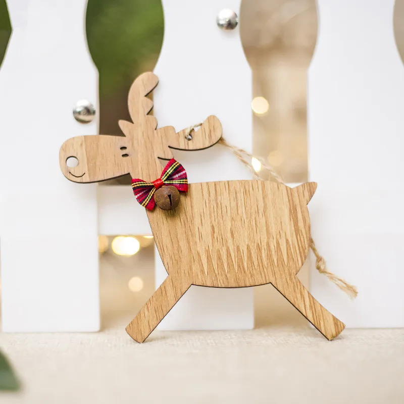 

New Year 2020 Deer Moose Wooden Pendants Ornaments Xmas Tree DIY Christmas Decorations for Home Kids Gift Hanging Drop Ornaments
