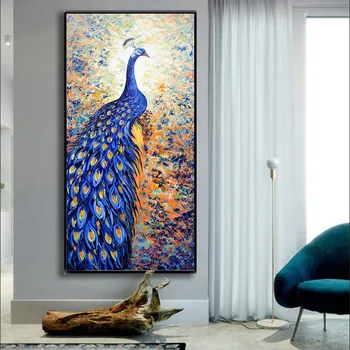

SELFLESSLY Animal Art Peacock Wall Pictures For Living Room Lucky Bird Style Big Size Posters and Prints Modern Art Unframed
