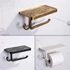Bathroom Shelves Antique Bronze Carving Toilet Roll Paper Rack with Phone Shelf Wall Mounted Bathroom Paper Holder E654 ► Photo 3/6