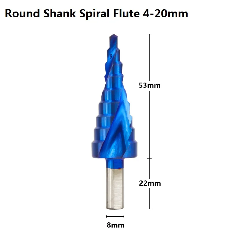 XCAN 1 шт. 3-12/4-12/4-20/4-32 ступенчатое сверло из быстрорежущей стали с голубым покрытием для сверления дерева/металла - Цвет: Round Spiral 4-20
