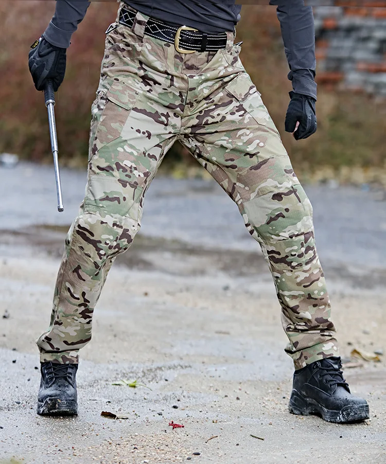 

Tactical Pants Army Male Camo Jogger Plus Size Cotton Trousers Many Pocket Zip Military Style Camouflage Black Men's Cargo Pants