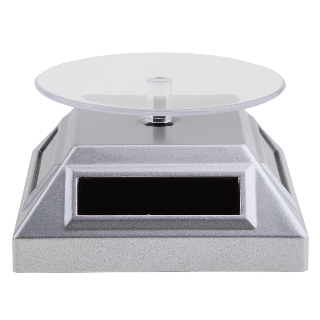  Solar and Battery Powered Turntable Rotating Display Stand Holder Watch Phone Jewelry Convenient Sa