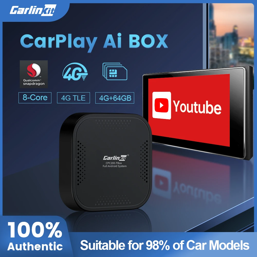 Carlinkit Mini reproductor Multimedia CarPlay, dispositivo inalámbrico, 4G + 64G, Dual BT, 4GLTE
