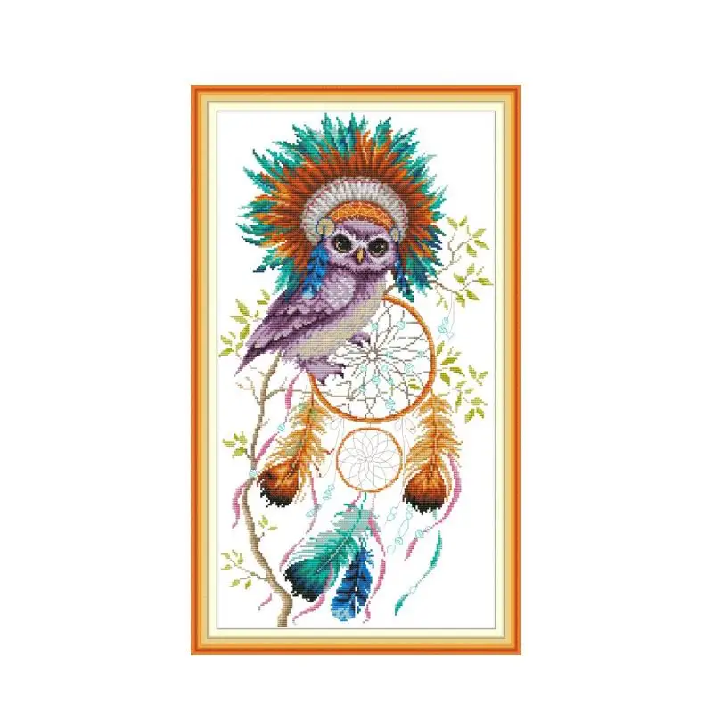 

Owl dream catcher cross stitch kit aida 14ct 11ct count print canvas cross stitches needlework embroidery DIY handmade