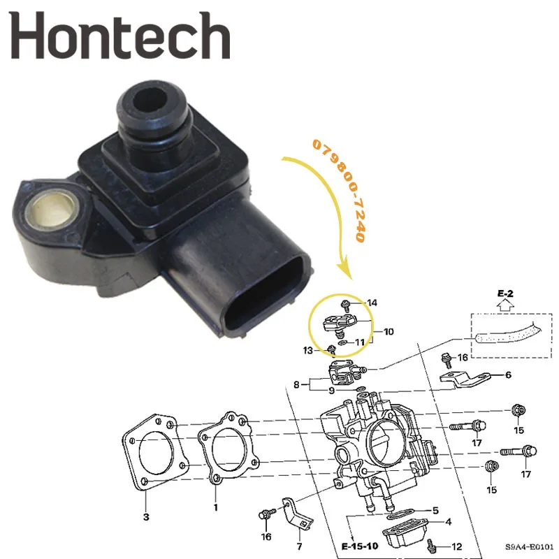 

079800-7240 37830-PNC-003 MAP Sensor Intake Air Pressure For Honda Pilot Fit Element Ridgeline Odyssey CIVIC CR-V 1.5L 2.0L 3.5L