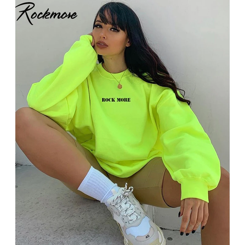  Rockmore Letter Printed Hoodies Women Sweatshirt Harajuku Streetwear Oversized Hoodie Plus Size Hoo