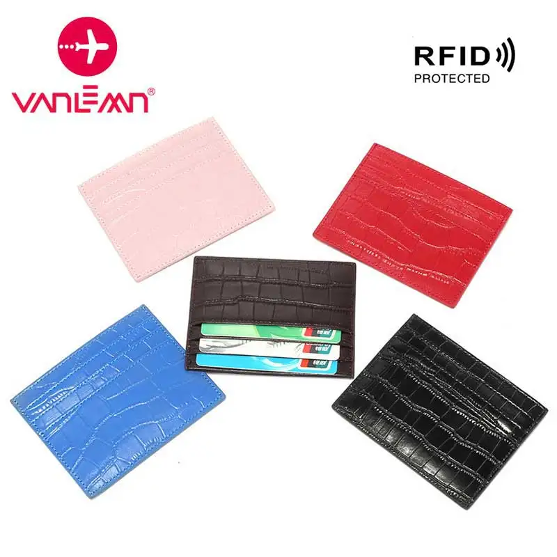 

Credit Card Holder Women Slim Wallet Men Crocodile Genuine Leather RFID Card Holder Case Business ID Cardholder Coin Purse Pouch