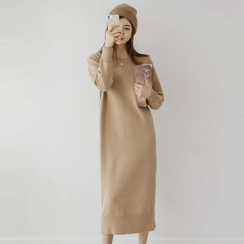 

spring/autumn women clothing computer knitted women sweaters high elastic split dresses x-long pullovers maternity sweaters