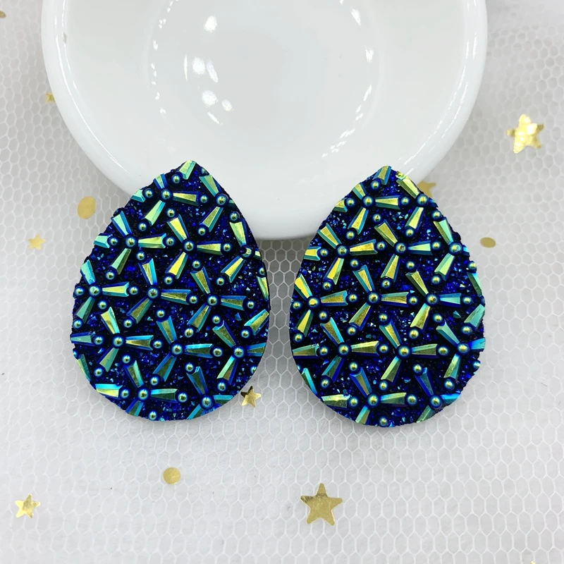 

Star flower 30mm*40mm teardrop necklace inlaid with rhinestone 2 holes flat back jewelry accessories 16 pieces/lot