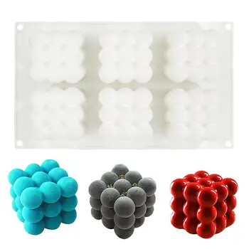 

6 Lattices Magic Ball Mousse Cake Baking Mold Rubik's Cube Shape Chocolate Fondant Silicone Cake Mold Kitchen Baking Pastry Tool
