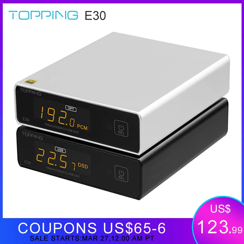 

TOPPING E30 MINI HIFI USB DAC AK4493 decoder XMOS XU208 32BIT / 768Khz DSD512
