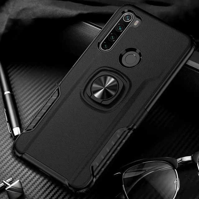 Black Ikrsses для Xiaomi Redmi Note 8 Pro Чехол автомобильный держатель Магнитный кронштейн Стенд чехол с кольцом для пальца для Redmi Note 7 анти-осенний чехол - Цвет: Black