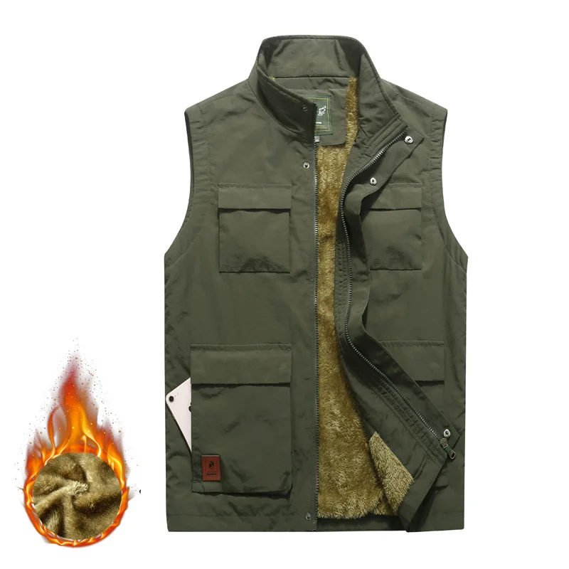 

Autumn Fleece Vest Men Tactical Warm Sleeveless Jacket Multi Pockets Spring Casual Vest Coat Outwear Waistcoat Colete Masculino