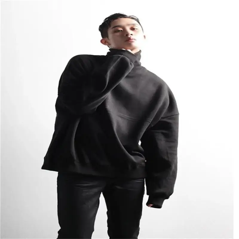 Men's Long Sleeve Hoodie Spring And Autumn New Dark Department High Collar Bottom Shirt Casual Versatile Loose Large Size Hoodie