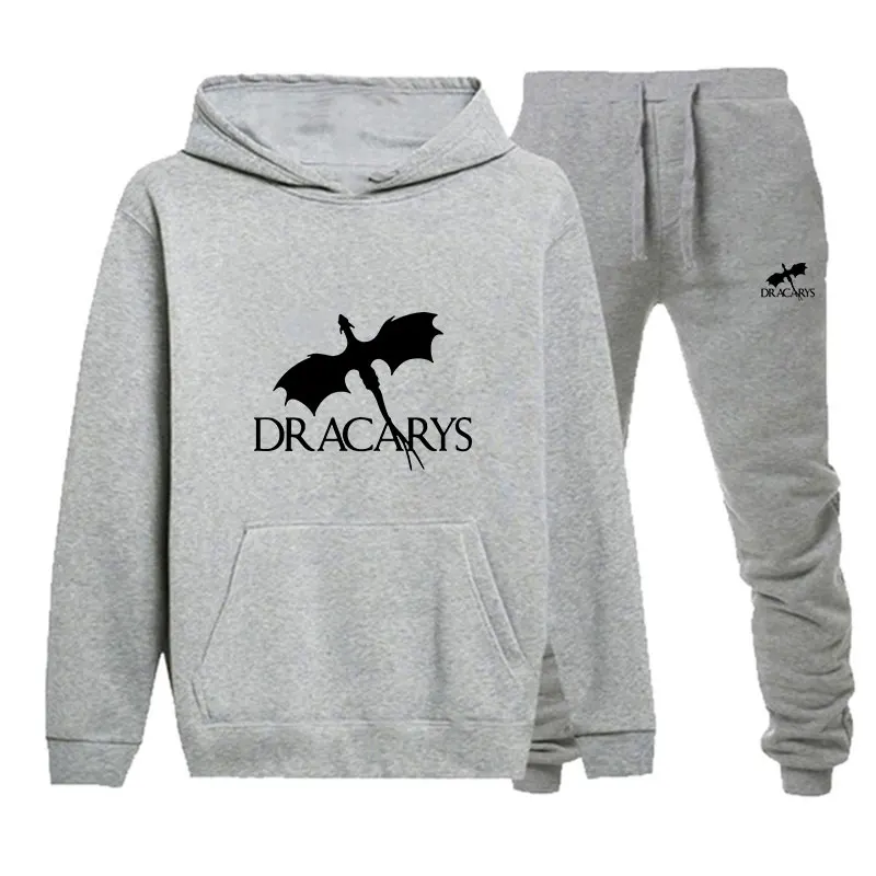 

New Game of Thrones Printed Fashion Men Hoodie Sets hoodie+Sweatpants 2 Piece Set Autumn and Winter Casual Tracksuit