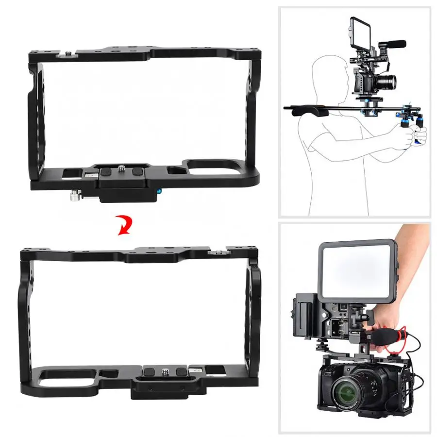 YELANGU клетка для камеры из алюминиевого сплава для BMPC 4K камера с 1/4 дюймовым 3/8 дюймовым резьбовым отверстием крепление для холодного башмака удлиненная рамка клетка