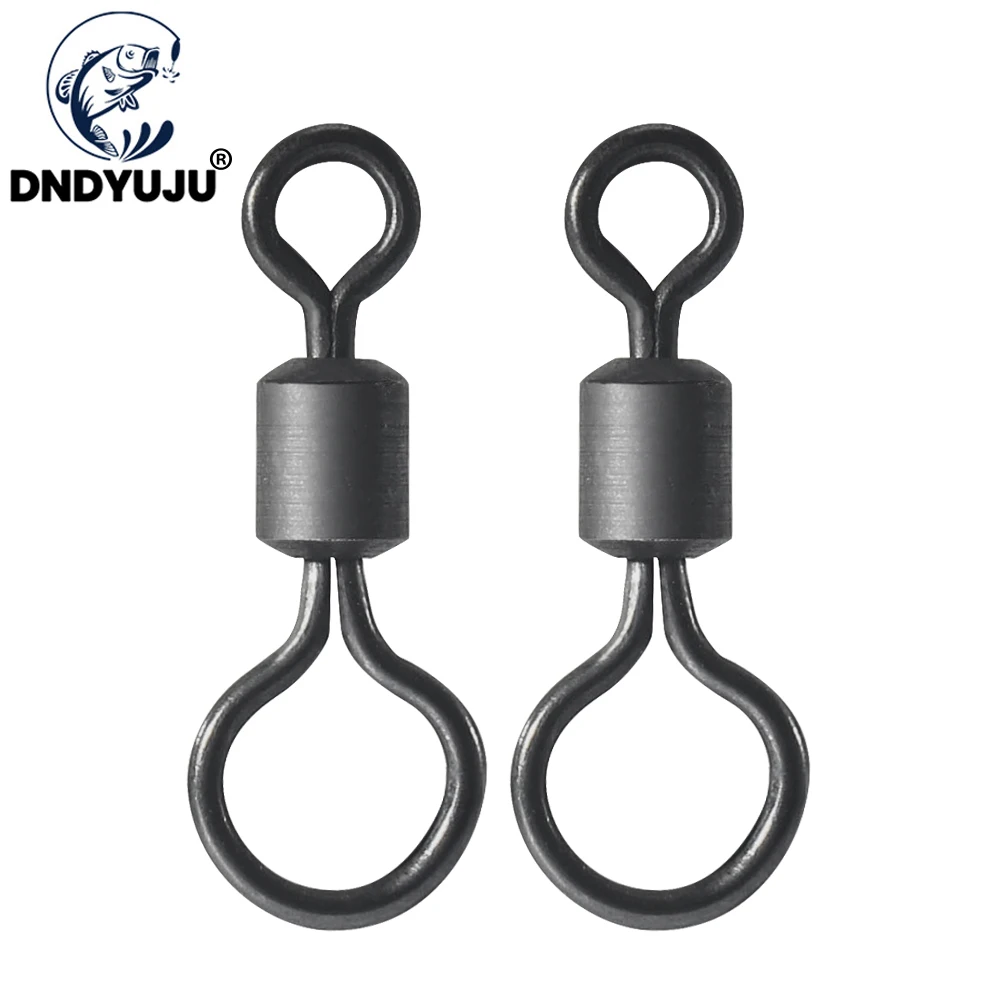 DNDYUJU 50pcs Carp Fishing Swivel Big Eye Rolling Swivels Matt Black