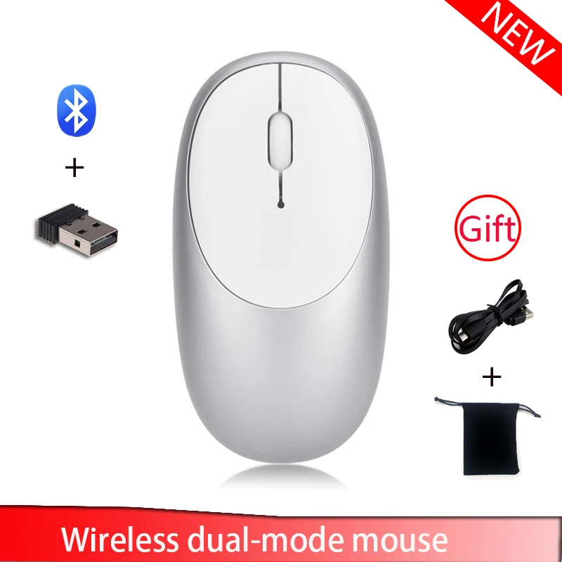 

Bluetooth Wireless Mouse Computer Mouse Silent 10m Mause Rechargeable Ergonomic Silver Pink Mouse For Laptop PC Tablet iPad