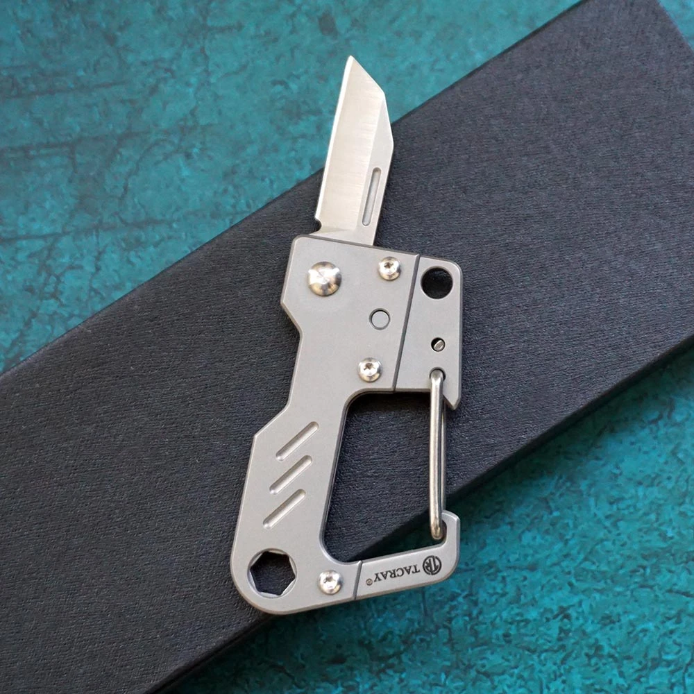Tacray Titanium Keychain Multifunction Aus8 Knife Portable Selfdefense