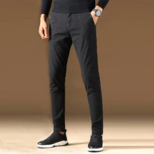 Vomint мужские брюки s Новые повседневные деловые облегающие Стрейчевые брюки мужские брюки из хлопка для работы сплошной цвет